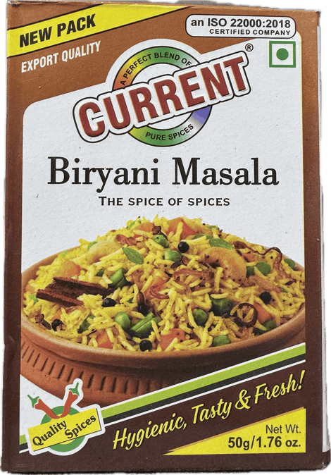 A packet of Biryani Masala from Current of 50g
