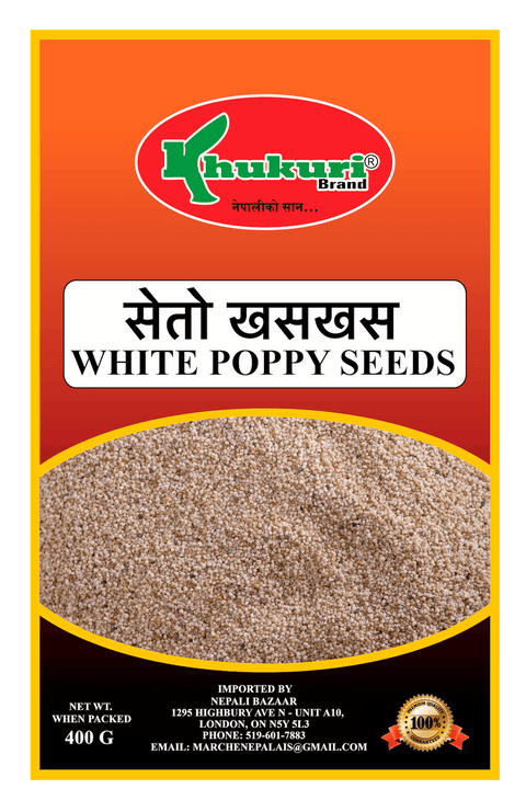 A packet of White Poppy Seeds from Khukuri of 400g