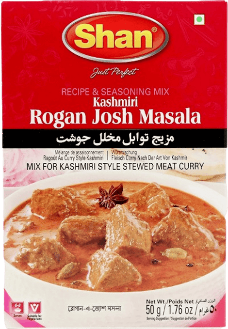 A packet of Kashmiri Rogan Josh Masala from Shan of 50g