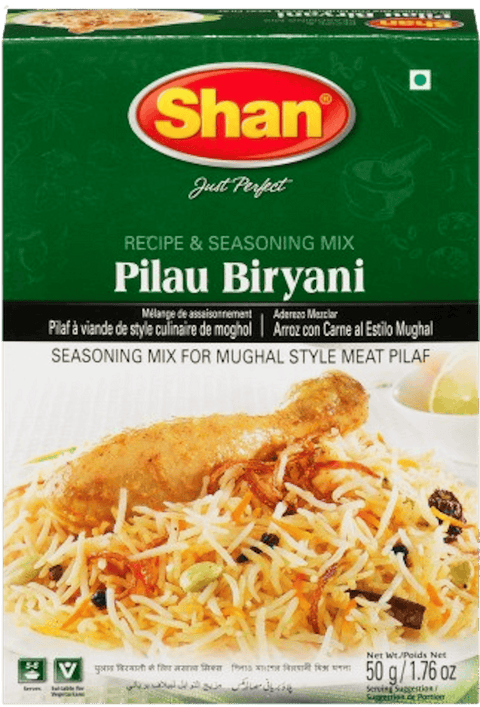 A packet of Pilau Biryani Masala from Shan of 50g