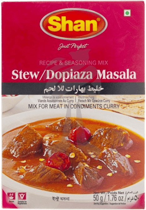A packet of Stew/Dopiaza Masala from Shan of 50g