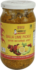 A glass bottle of Dalla Lime Pickle from Aama ko Achar of 380g