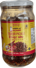 A glass bottle of Timur (Schezwan Peppers) Pickle from Aama ko Achar of 200g