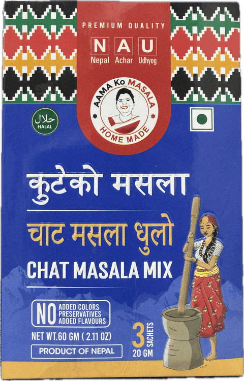 A packet of Chat Masala Mix from Aama ko Masala of 60g