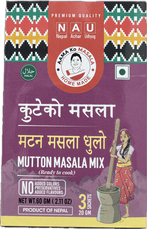 A packet of Mutton Masala Mix from Aama ko Masala of 60g