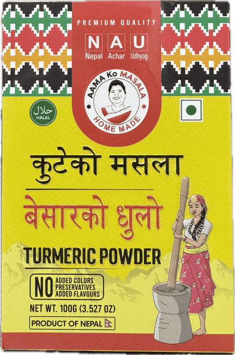 A packet of Turmeric Powder from Aama ko Masala of 100g