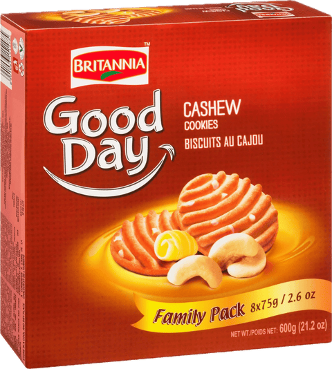 A packet of Good Day Cashew Cookies from Britannia of 600g
