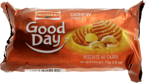 A packet of Good Day Cashew Cookies from Britannia of 75g
