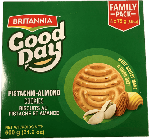 A packet of Good Day Pistachio Almond Cookies from Britannia of 600g