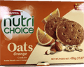 A packet of Nutri Choice Oats Orange Cookies from Britannia of 450g