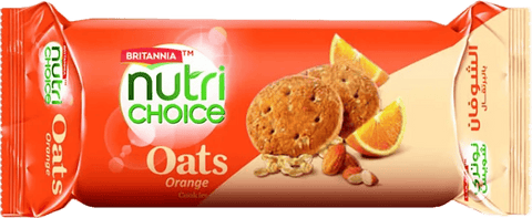 A packet of Nutri Choice Oats Orange Cookies from Britannia of 75g