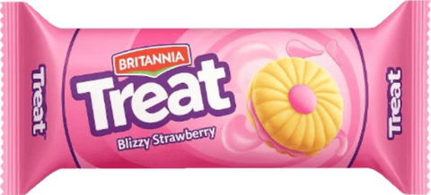 A packet of Treat Strawberry from Britannia of 100g