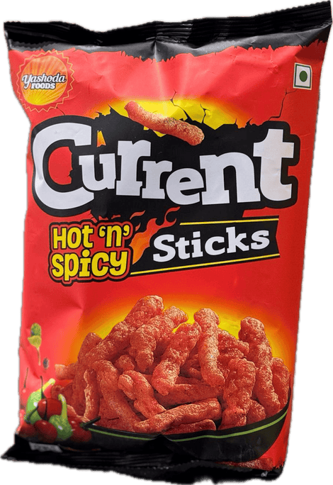 A packet of Hot n Spicy Sticks from Current of 80g