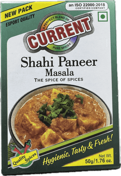 A packet of Shahi Paneer Masala from Current of 50g