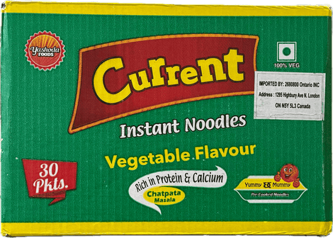 A box of Chatpat Masala Vegetable Noodles from Current of total 1.8kg