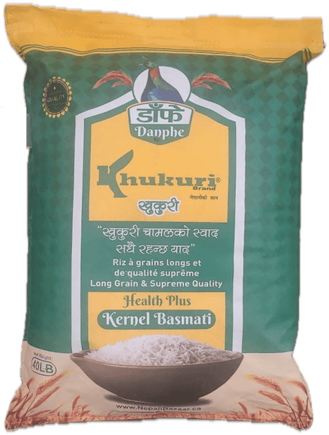 A cloth sack of Kernel Basmati Rice from Danphe of 40 lbs
