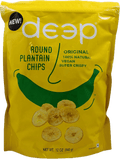 A packet of Round Plantain Chips from Deep of 340g