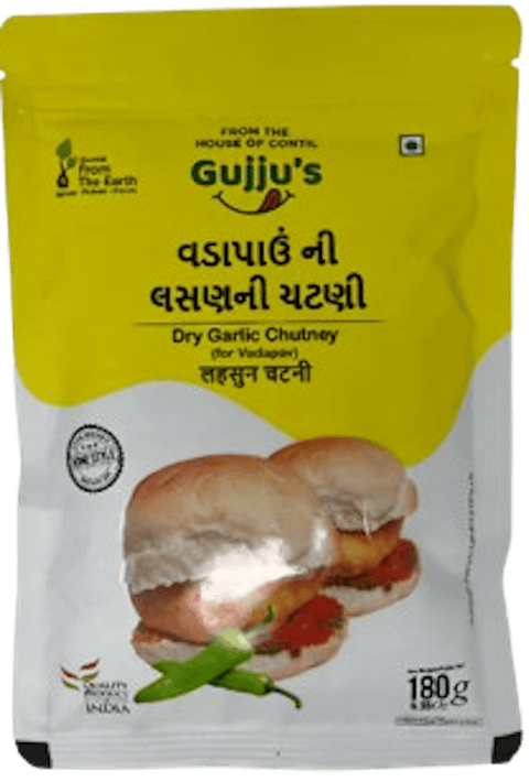 A packet of Gujju's Dry Garlic Chutney from From The Earth of 180g