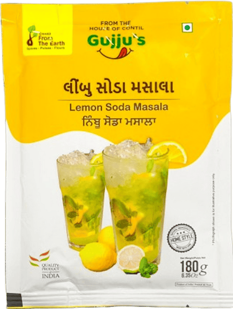 A packet of Gujju's Lemon Soda Masala from From The Earth of 180g