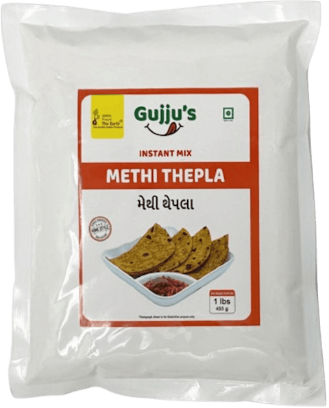 A packet of Gujju's Methi Thepla Instant Mix from From The Earth of 455g (1lbs)