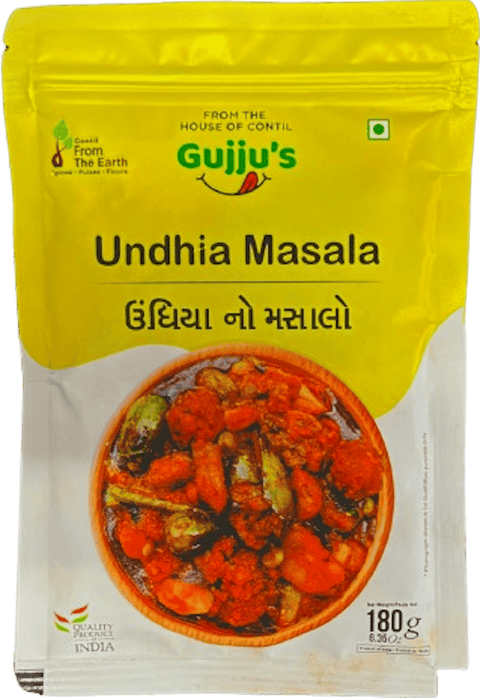 A packet of Gujju's Undhia Masala from From The Earth of 180g