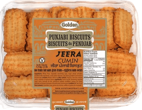 A packet of Cumin (Jeera) Punjabi Biscuits from Golden of 1.10 kg