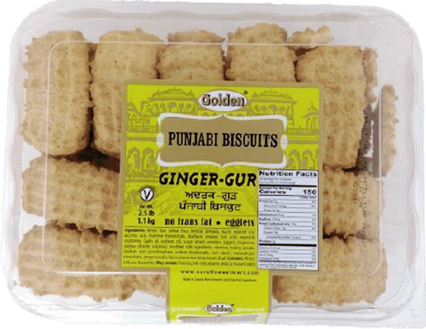 A packet of Ginger Gur (Jaggery) Punjabi Biscuits from Golden of 1.10 kg