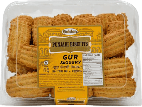 A packet of Gur (Jaggery) Punjabi Biscuits from Golden of 1.10 kg