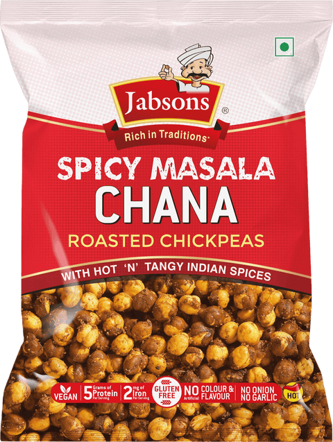 A packet of Roasted Chana Spicy Masala from Jabsons of 150g