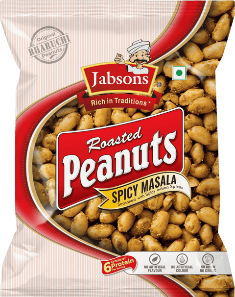 A packet of Roasted Peanuts Spicy Masala from Jabsons of 140g