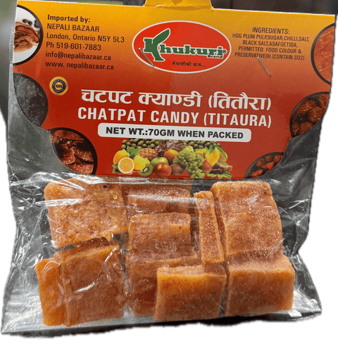 A packet of Chatpat Candy Titaura from Khukuri of 70g