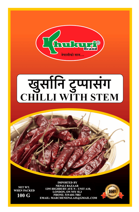 A packet of Dry Chilli With Stem of 100g