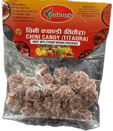 A packet of Chini Candy Titaura from Khukuri of 75g