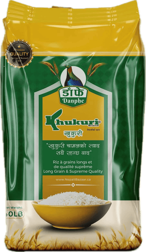 A plastic sack of Kernel Basmati Rice from Danphe of 40 lbs