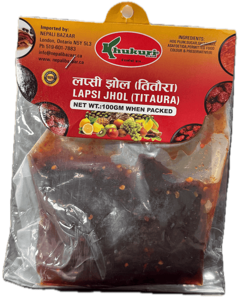 A packet of Lapsi Jhol Titaura from Khukuri of 100g
