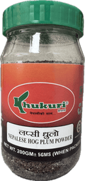 A plastic bottle of Nepalese Hog Plum Powder from Khukuri of 200g