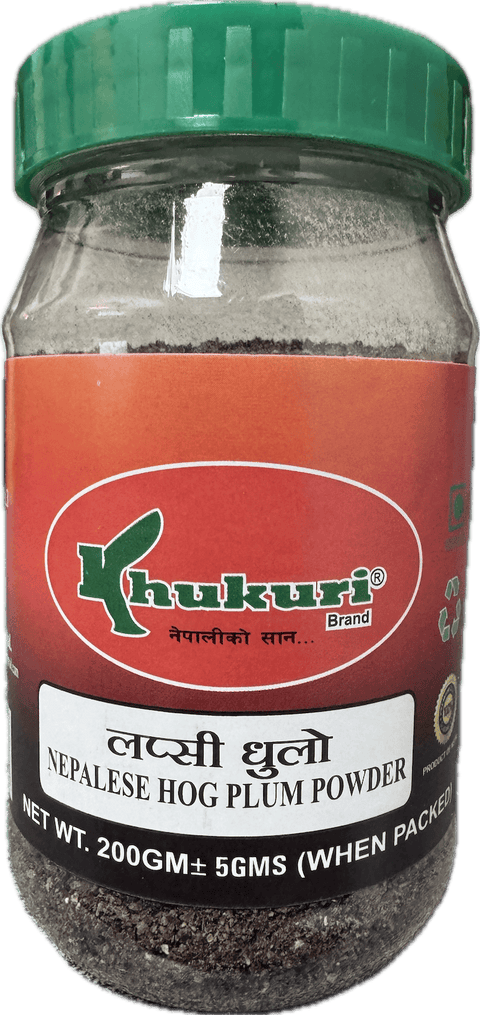 A plastic bottle of Nepalese Hog Plum Powder from Khukuri of 200g