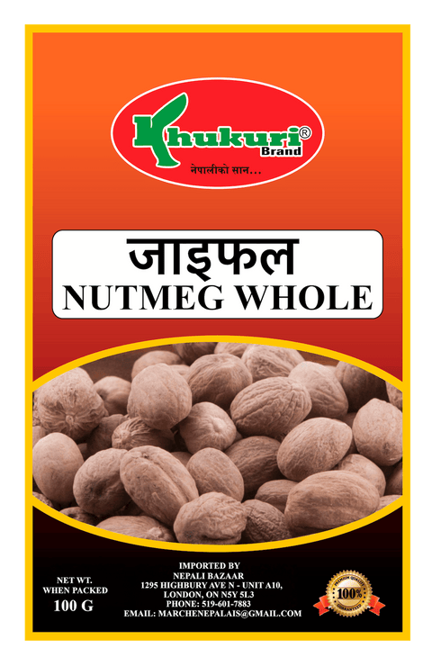 A packet of Whole Nutmeg from Khukuri of 100g