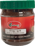 A small plastic bottle of Sichuan Pepper Powder from Khukuri of 100g