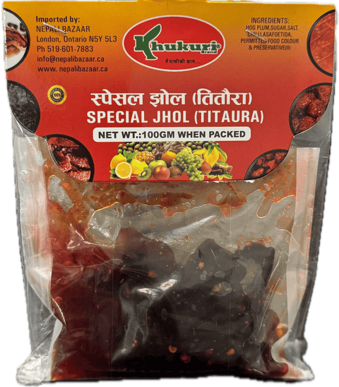 A packet of Special Jhol Titaura from Khukuri of 100g