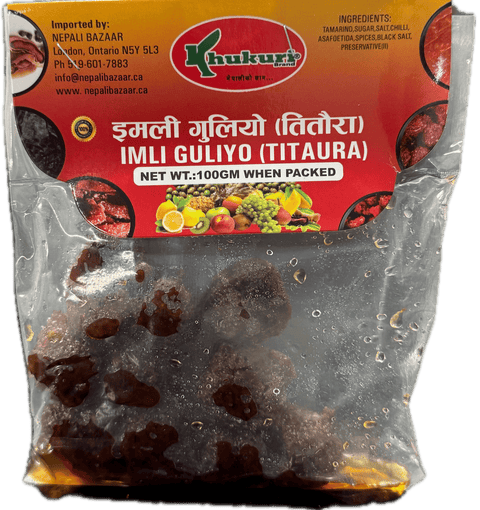 A packet of Imli Gulyo Titaura from Khukuri of 100g