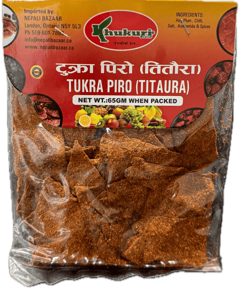 A packet of Tukra Piro Titaura from Khukuri of 65g