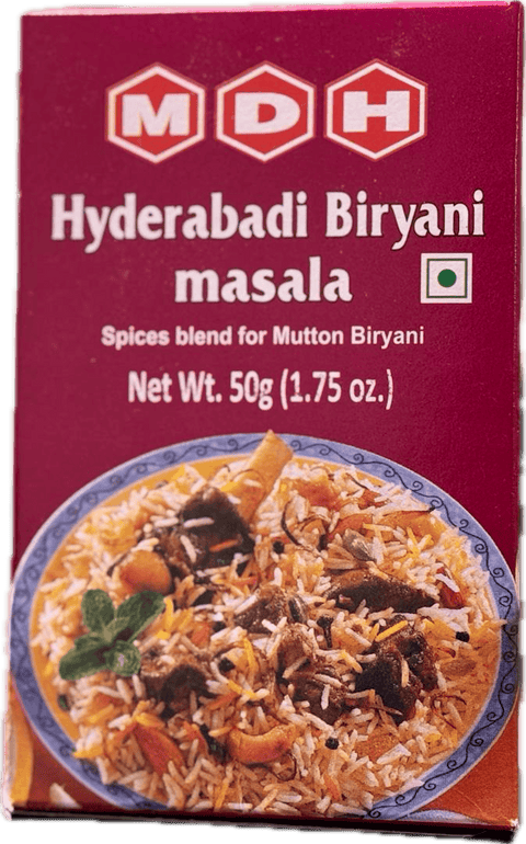 A packet of Hyderabadi Biryani Masala from MDH of 50g