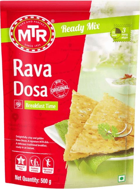 A packet of Rava Dosa Ready Mix from MTR of 500g
