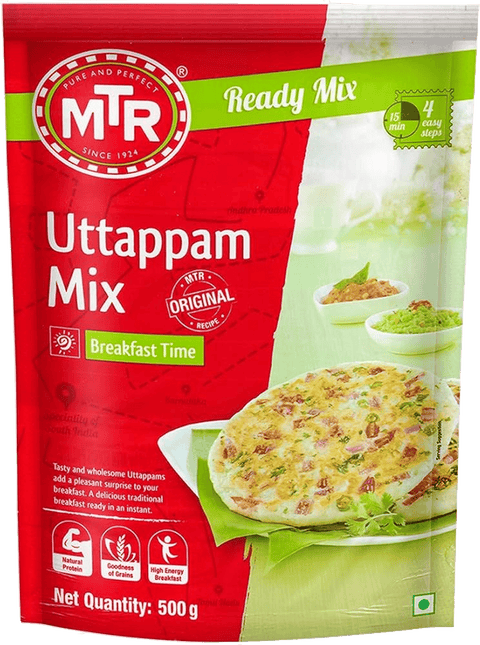 A packet of Ready Uttapam Mix from MTR of 500g