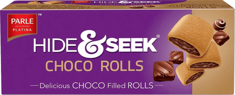 A packet of Hide & Seek Choco Rolls from Parle of 75g