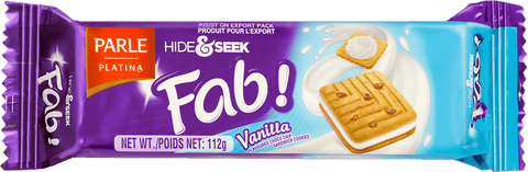 A packet of Hide and Seek Fab Vanilla from Parle of 112g