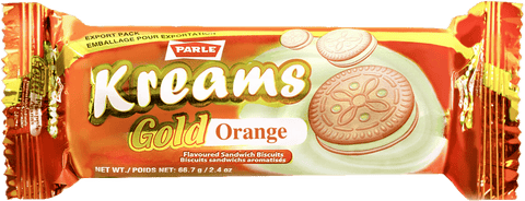 A packet of Kreams Gold Orange from Parle of 66.72g