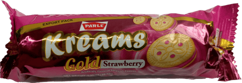 A packet of Kreams Gold Strawberry from Parle of 66.72g