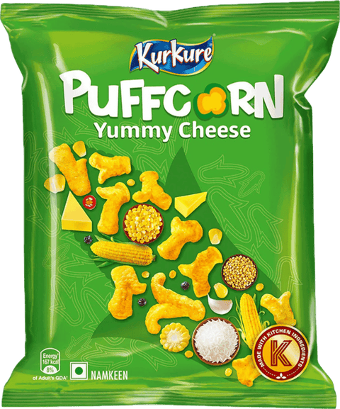 A packet of Kurkure Puffcorn Chips from PepsiCo India of 20g